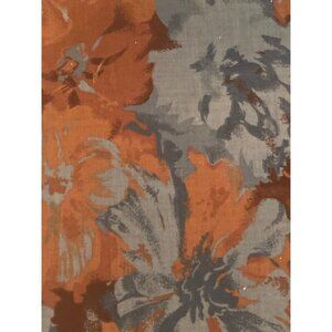 VTG Fabric Floral Orange Gray Quilting Sewing Cloth Arts Crafts